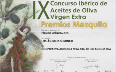 Medalla de Oro en el año 2022 del IX CONCURSO IBERICO DE ACEITE DE OLIVA VIRGEN EXTRA
